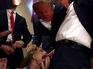 Dudes Wearing Trump Face Masks Fucks One Pretty Hot Blonde Ella Nova