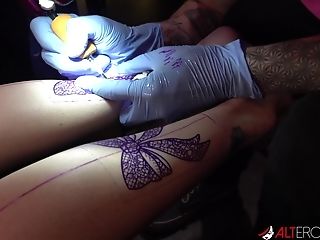 Katie Monroe Gets Tattooed And Dual Dicked Down